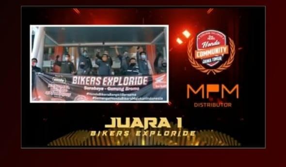 Honda Community Jatim Raih Juara 1 Promo UKM Dan Peringkat 1 Bikers Exploride