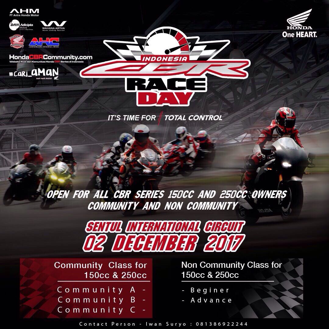 Indonesia CBR Race Day, Ajang Balap Penunggang Honda CBR Akan Digelar