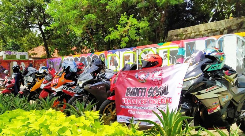 Honda CBR Tangerang Bagikan Masker dan Hand Sanitizer Ikut Cegah Penyembaran Covid-19